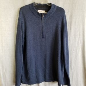 Old Ranch Sweater Mens‎ XL Pullover Long Sleeve 1/4 Zip Organic Cotton Blue